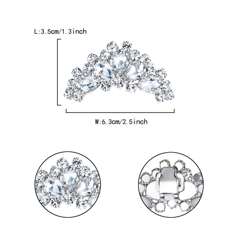 Flyonce Sparkling Rhinestone Crystal Shoe Clips Wedding Party Boots Decoration Shoes Charms 2 Pcs - Image 5